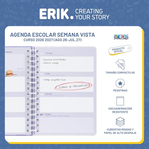 Thumbnail 1 de Grupo Erik Agenda escolar 2026 2027 Semana Vista One Piece Gear 5