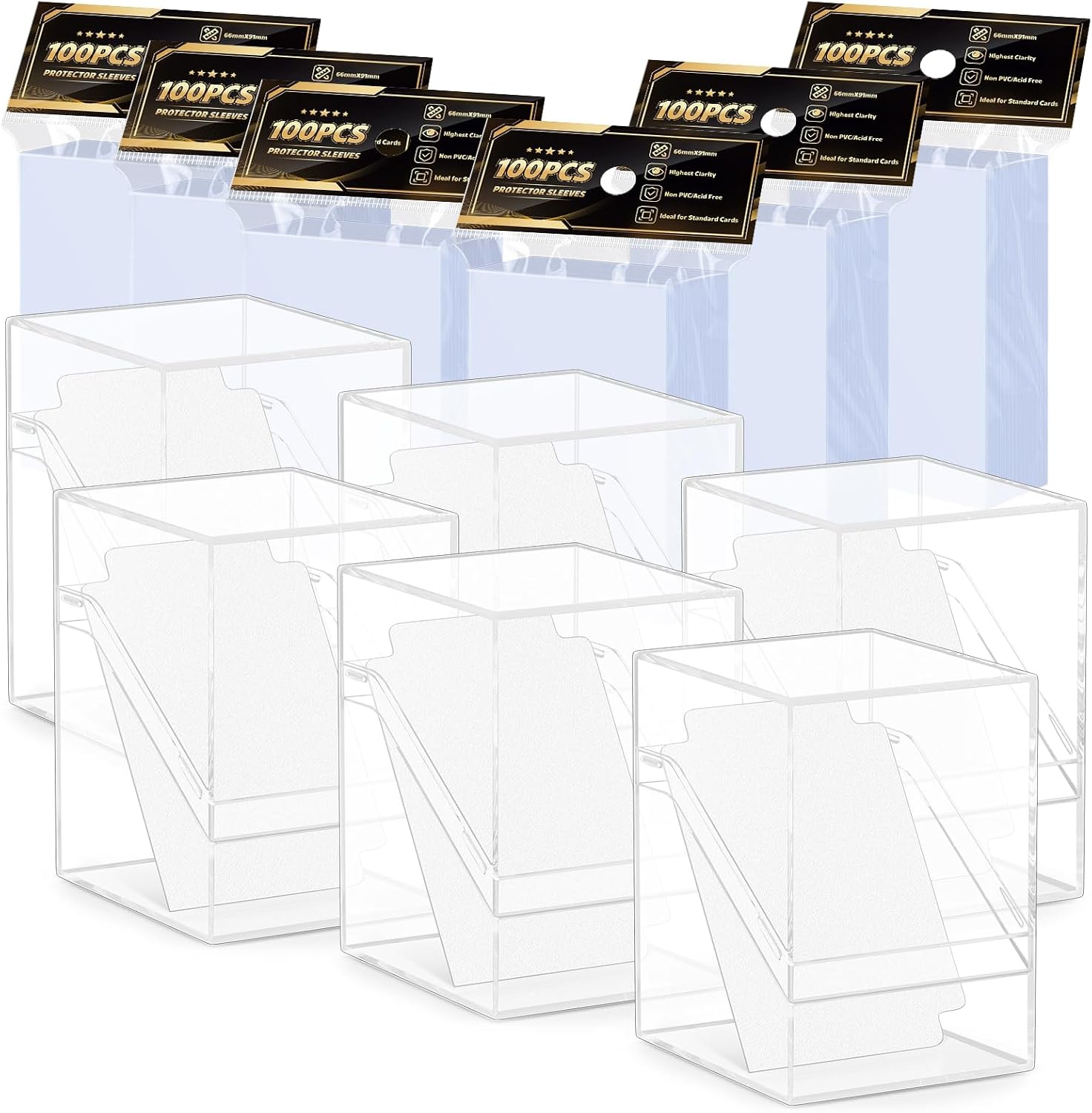 Thumbnail 6 de YSCare 6 Pack Card Deck Cases with 600 Sleeves & Dividers – Standard Size Storage for MTG & Trading Cards