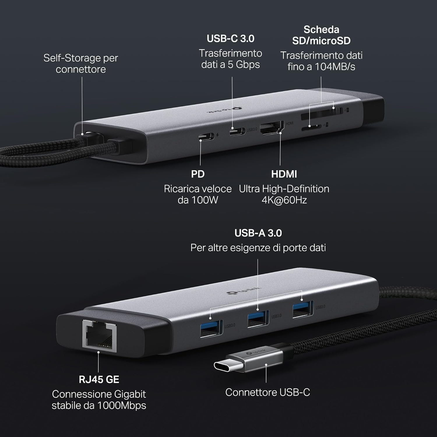 Thumbnail 3 de TP-Link UH9120C Hub USB‑C 9-in-1: HDMI 4K@60Hz, Ethernet, SD/microSD, PD 100W e 3x USB 3.0