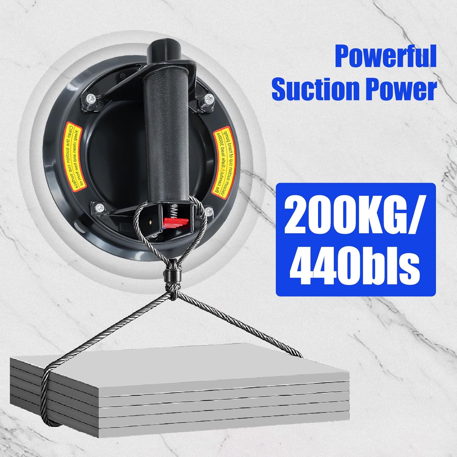 Detalle 2 de 8" Glass Suckers Lifters 200 kg heavy-duty suction cups