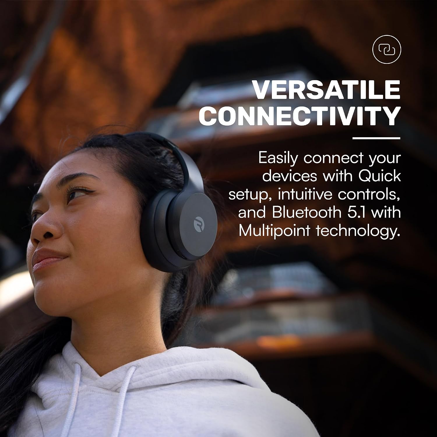 Detalle de Raycon Fitness Bluetooth Headphones — Over-Ear Wireless with ANC, 45-Hour Battery, and IPX4 Sweat Resistance