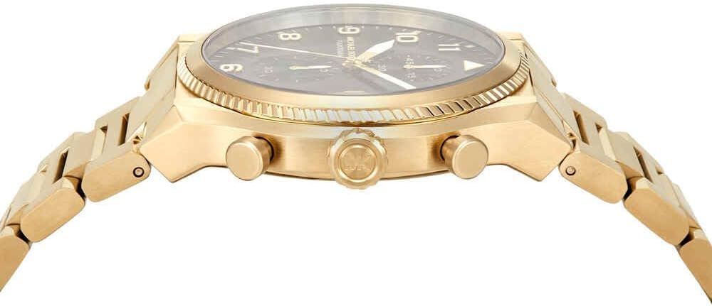 Detalle de Michael Kors Herren-Uhren Analog Quarz 32029933 – Edelstahlgehäuse, schwarzes Zifferblatt, 44 mm