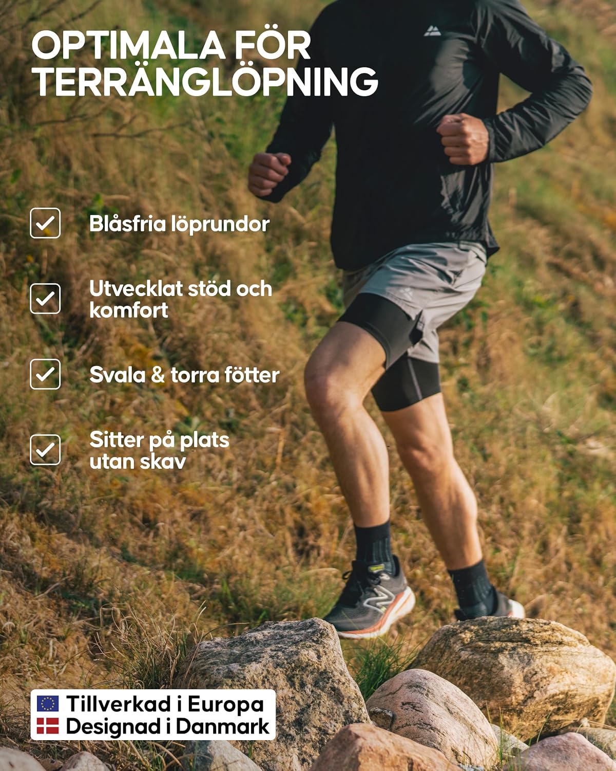 Detalle de DANISH ENDURANCE Merino Ull Löparstrumpor, vadderade knähöga, 2-pack