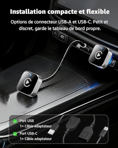 Thumbnail 3 de Adaptateur CarPlay et Android Auto sans Fil 2-en-1 Ancvet – Mini dongle Plug & Play