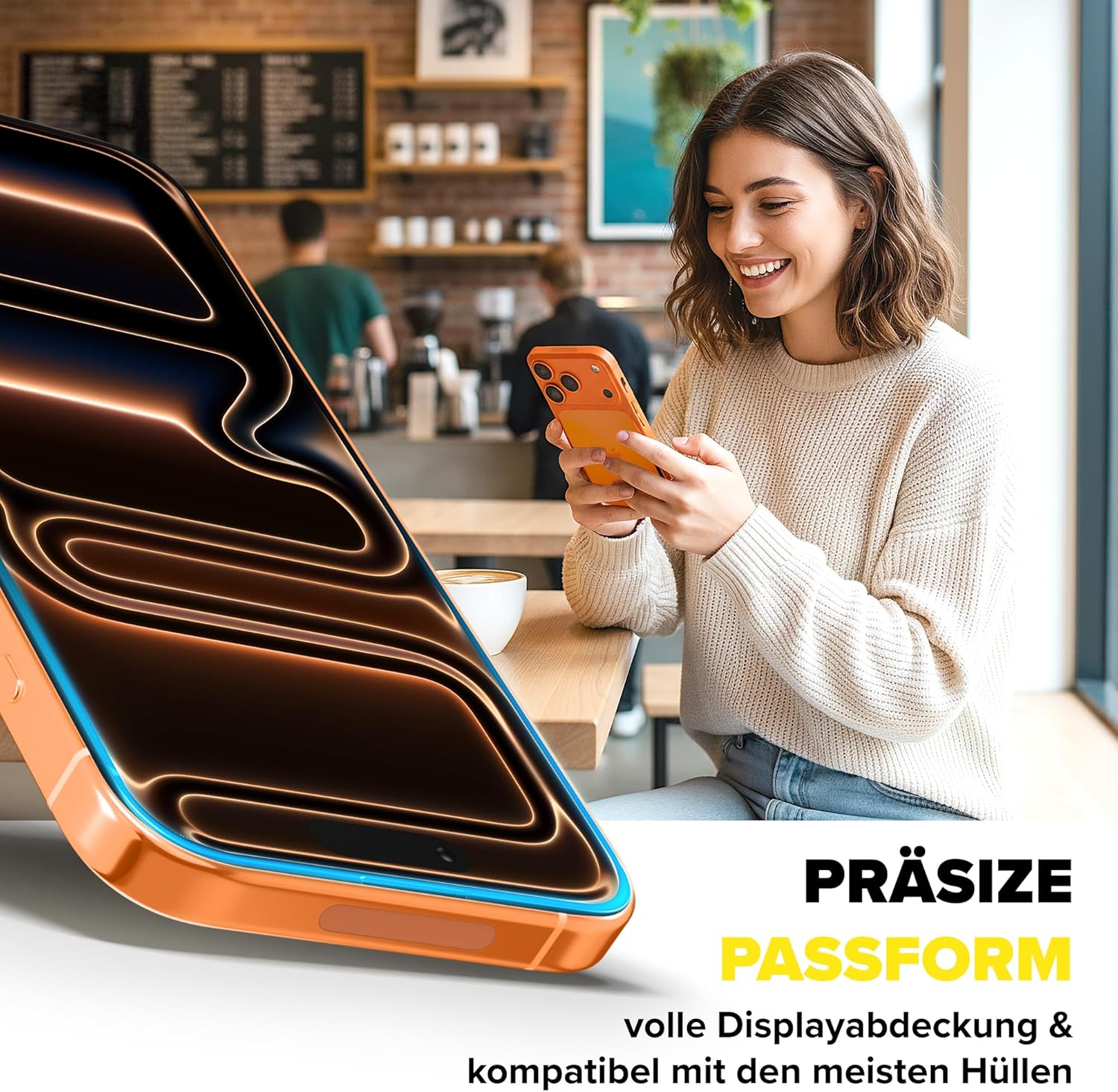Detalle de FlexiSchutz Glasfolie für iPhone 17 Pro – ultradünn, robuste Displayschutzfolie mit Installationshilfe (2 Stk.)
