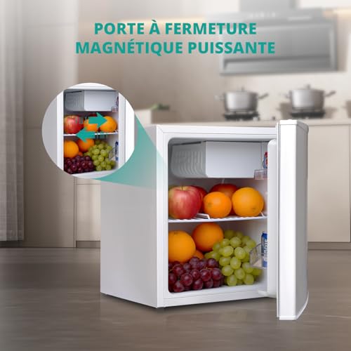 Detalle de SMETA Petit Frigo 46L, Mini Frigo Silencieux 220V avec Porte Réversible et Thermostat Réglable