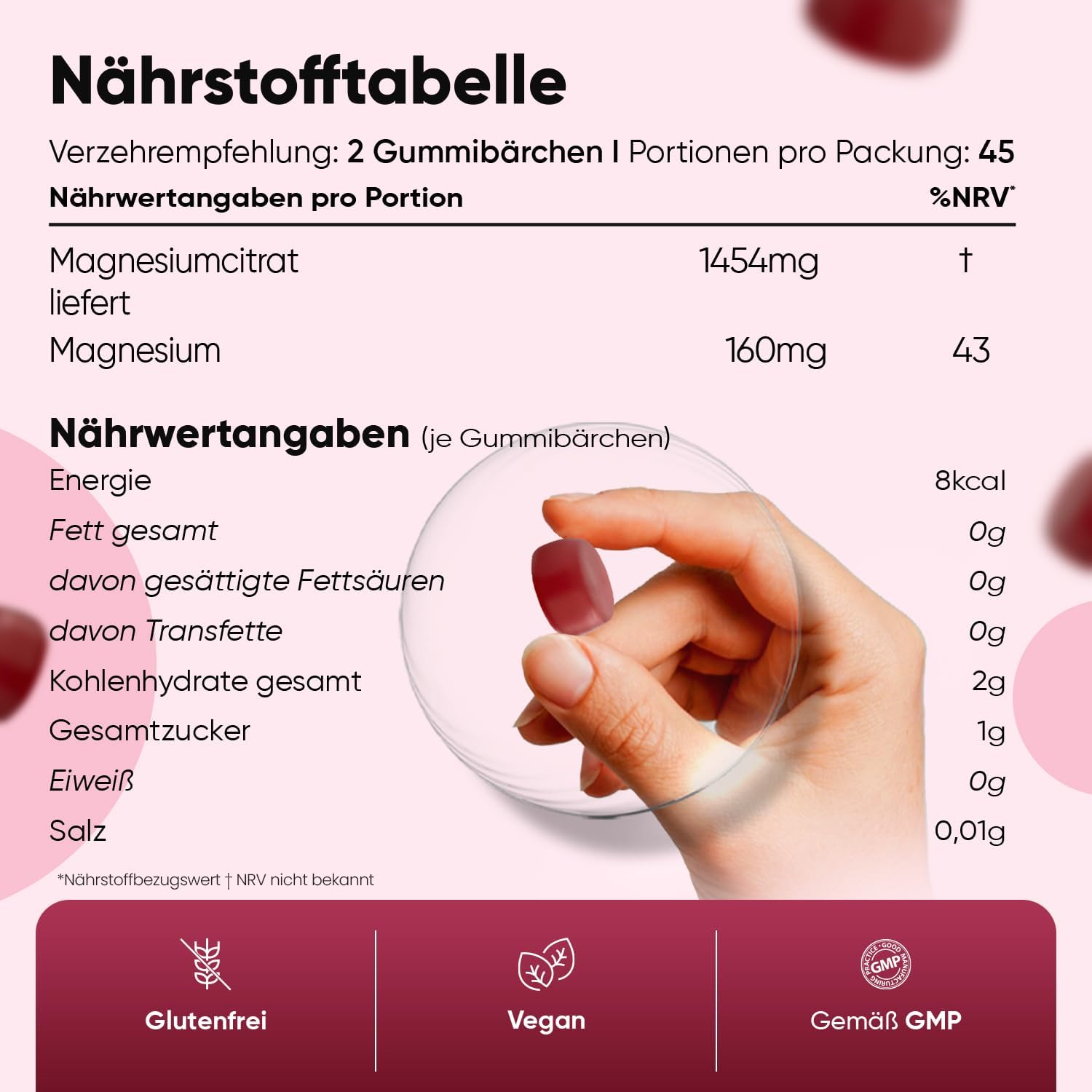 Thumbnail 2 de WeightWorld Magnesiumcitrat Gummies (90 vegane Gummibärchen) – 160 mg elementares Magnesium pro Portion