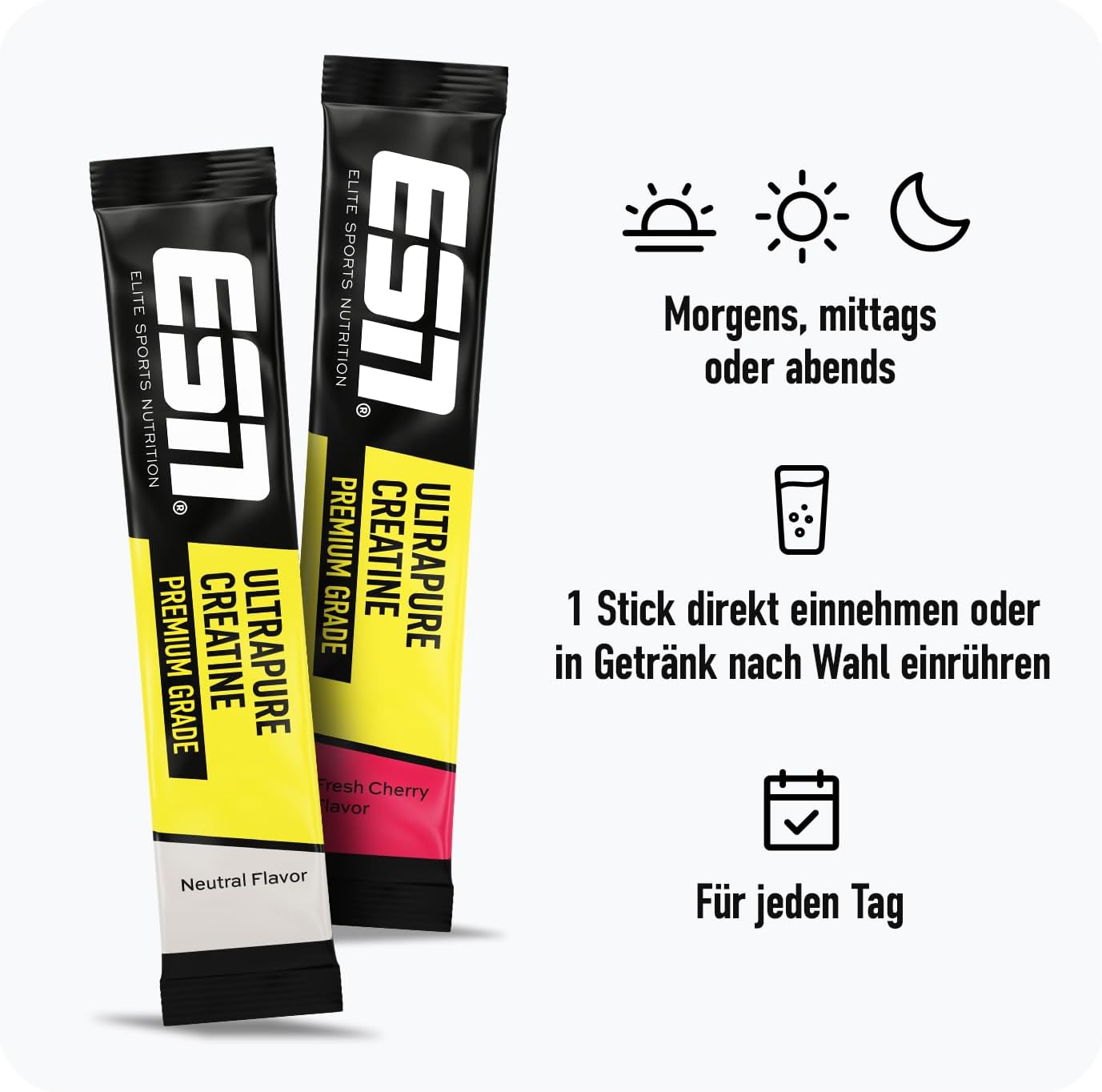 Detalle 1 de ESN Ultrapure Creatine Sticks Fizzy Orange – 30 x 4 g