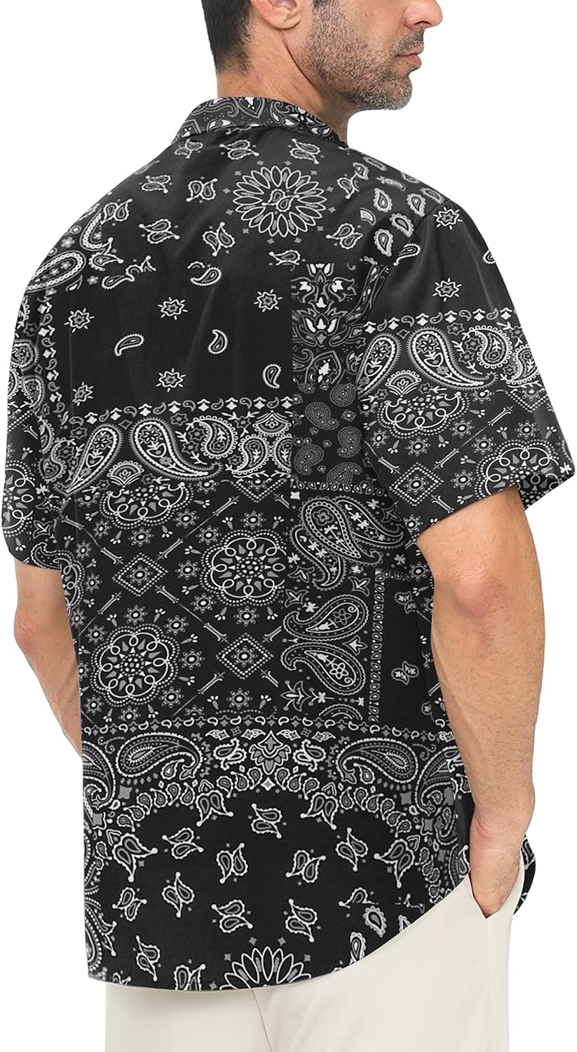 Detalle de Chemise hawaiienne homme Gavliuu à manches courtes imprimé tropical, tissu léger extensible
