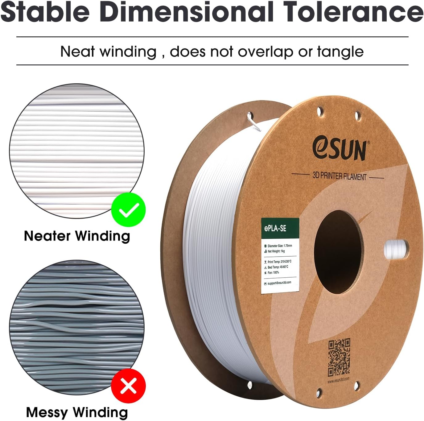 Detalle 2 de eSUN Filamento PLA Basic 1,75 mm Bianco Freddo (bobina da 1 kg) per stampa 3D ad alta velocità