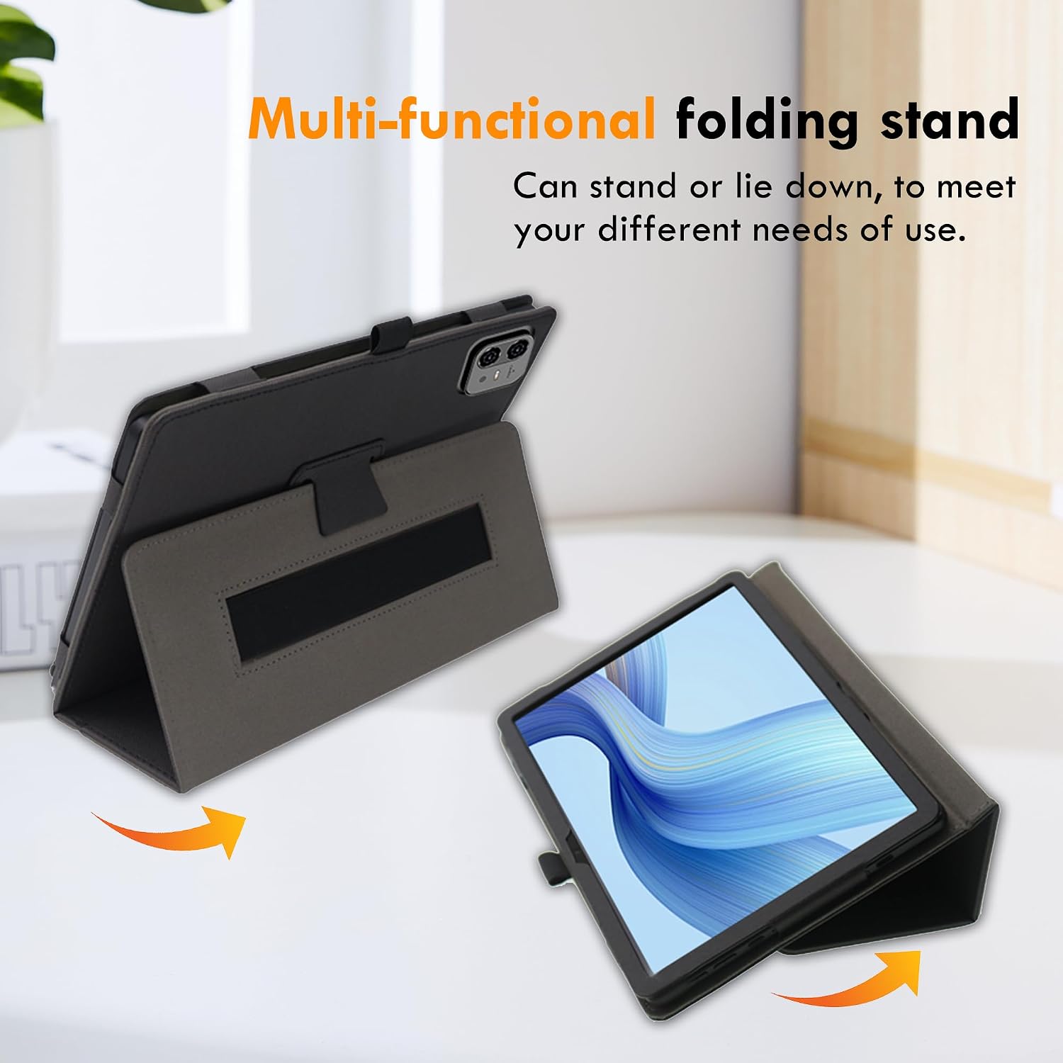 Detalle de zZjoOoj Schutzhülle für Teclast ArtPad Pro 12,7 Zoll (2025) – ultra-dünnes PU-Case mit Grip-Band und 2-Stufen-Ständer, schwarz