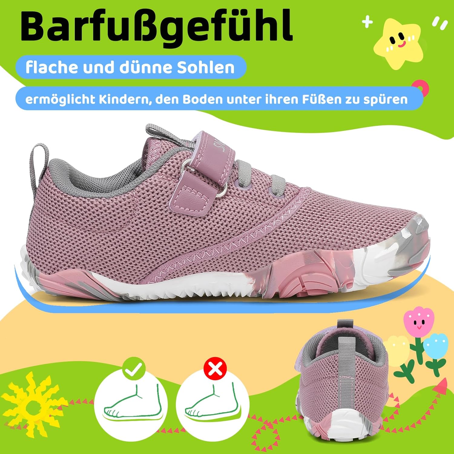 Thumbnail 2 de SAGUARO Kinder Barfußschuhe Leicht – rutschfest, Klettverschluss, Gr. 24–36
