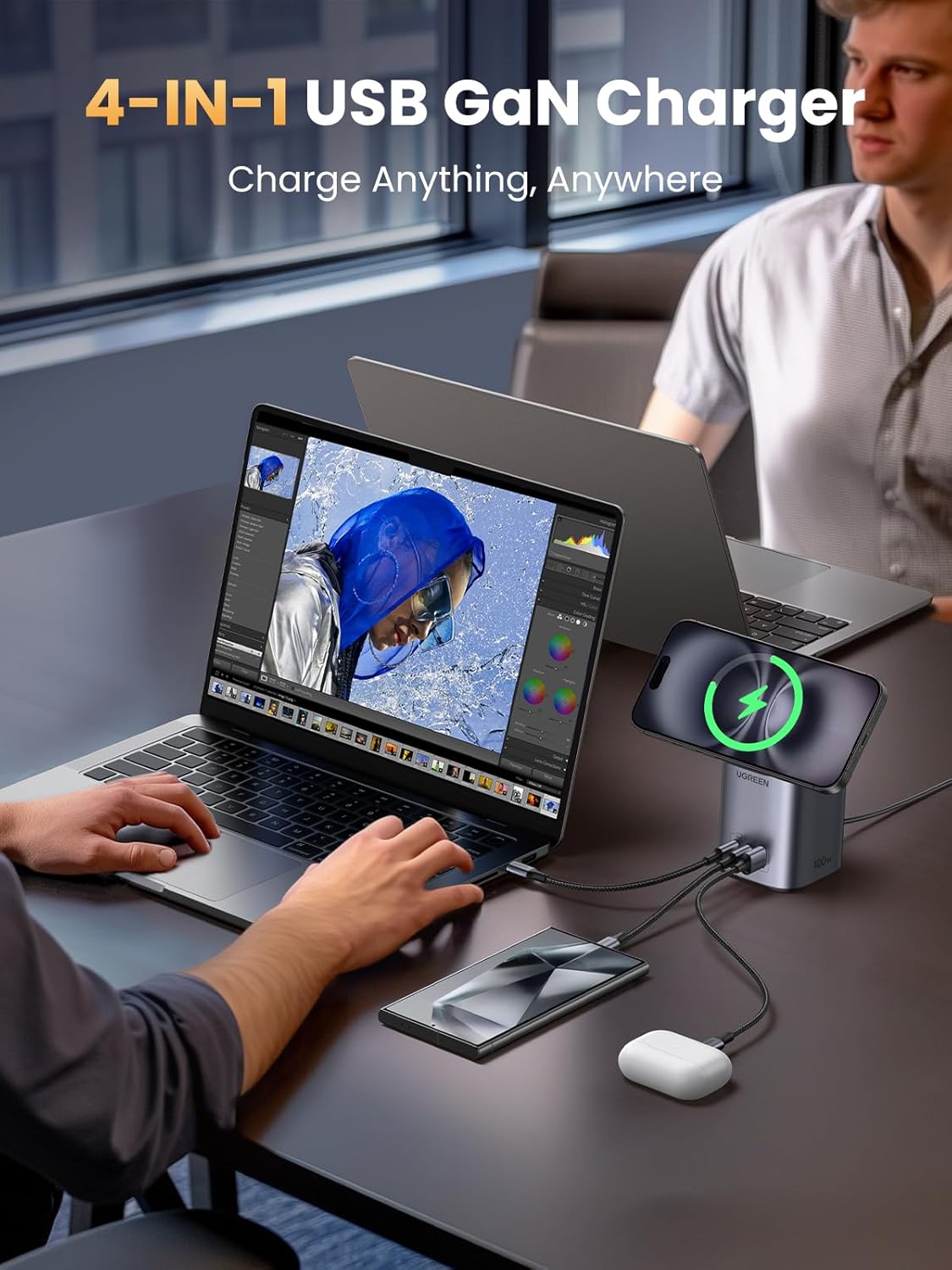 Thumbnail 1 de UGREEN Nexode 100W USB-C Fast Charger & MagSafe-compatible 4-in-1 wireless charging stand