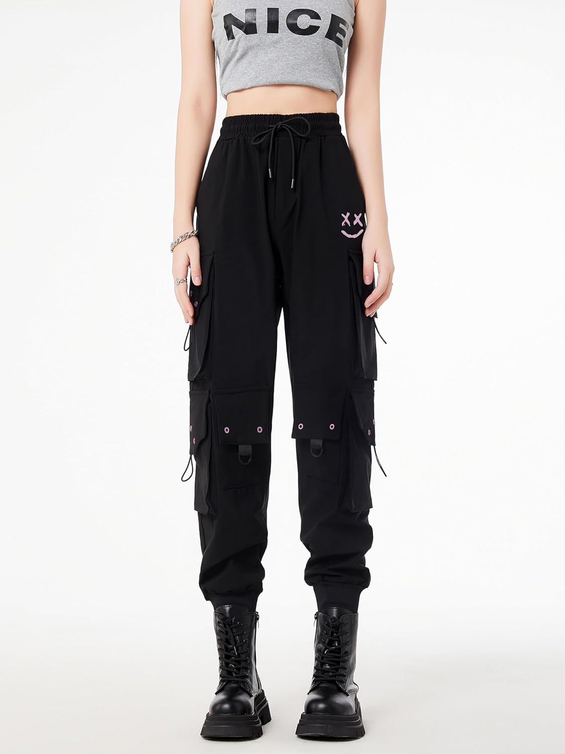Thumbnail 1 de CLOAKA Cargohose für Damen – High Waist Jogginghose im Gothic/Y2K-Style mit Stretch & Gummizug