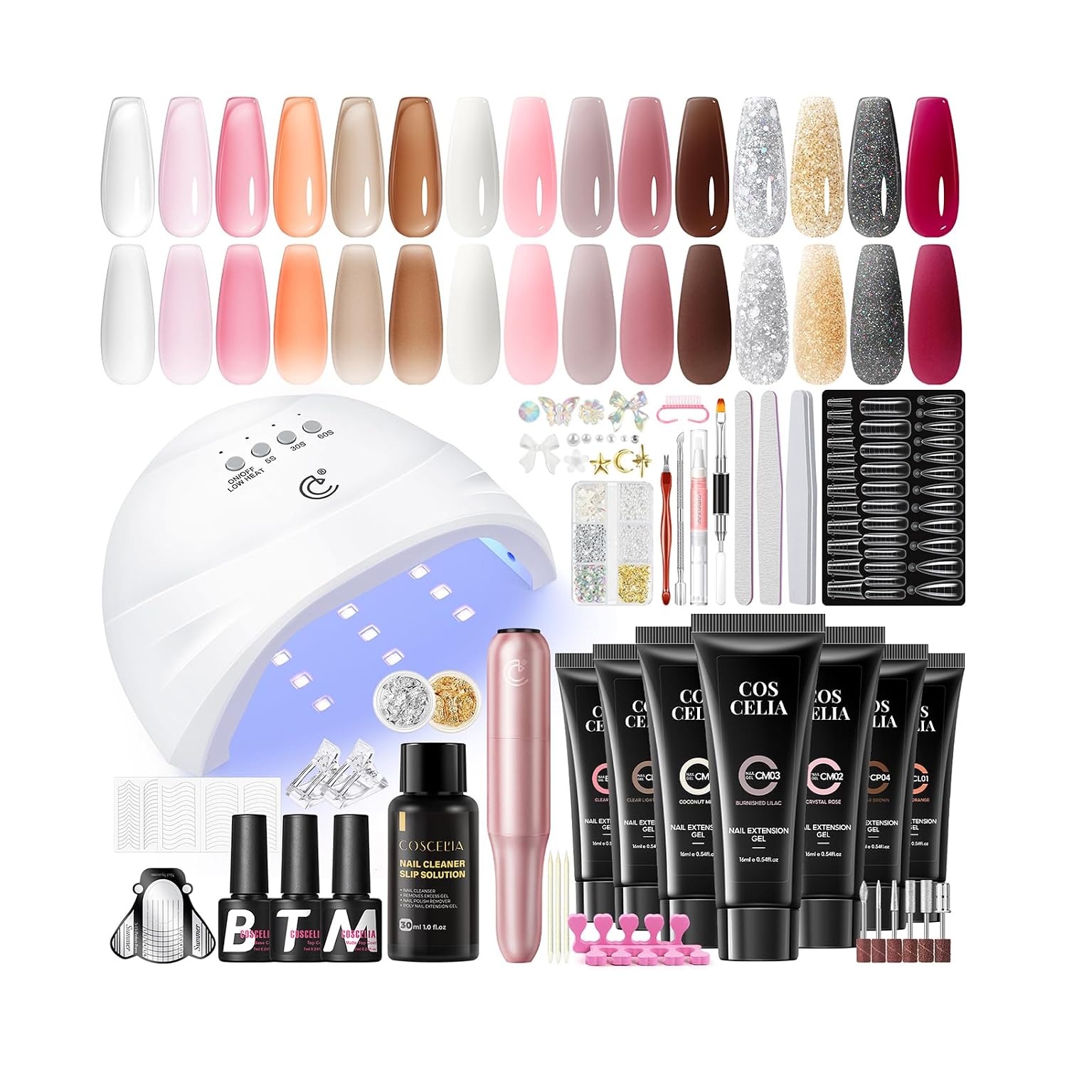 Detalle de COSCELIA 50PC Poly Nail Gel Kit with 15 Colors