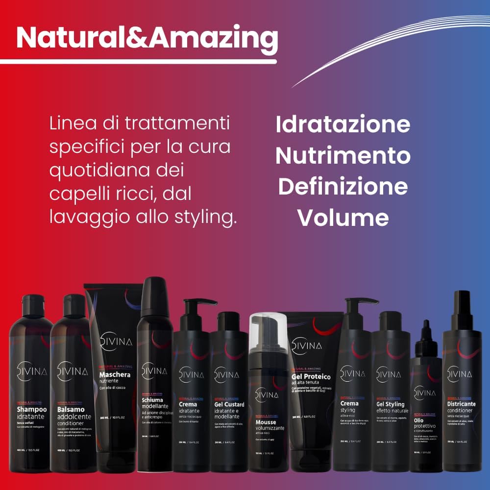 Detalle de Natural&Amazing Gel Styling effetto ricci di DIVINA BLK, 250 ml