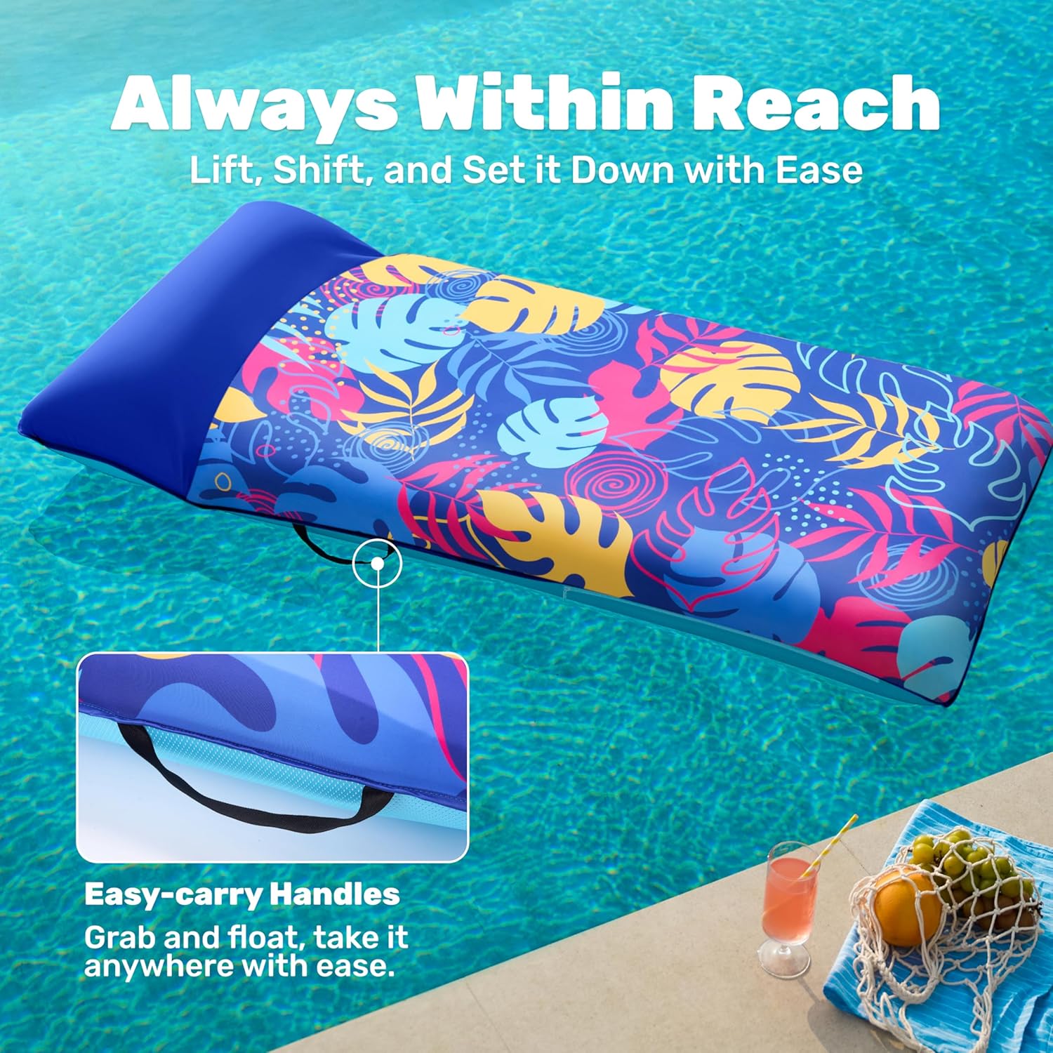 Thumbnail 3 de SLOOSH Inflatable Pool Floats Lounger - XL Fabric Covered Pool Mat Floaties for Adults (68" x 34"), Ultra Comfort with Headrest