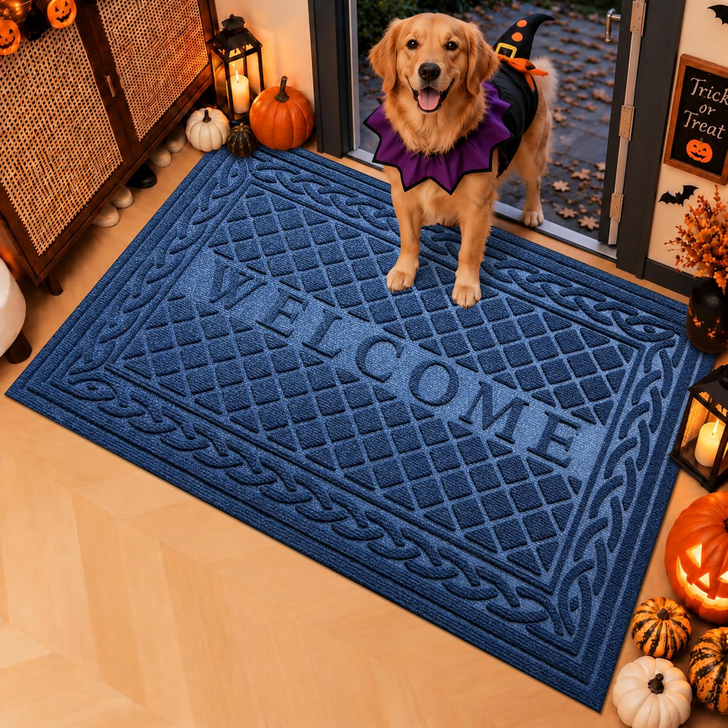 Detalle de Mibao Welcome Mat, 17" x 30" Low-Profile Polyester Door Mat