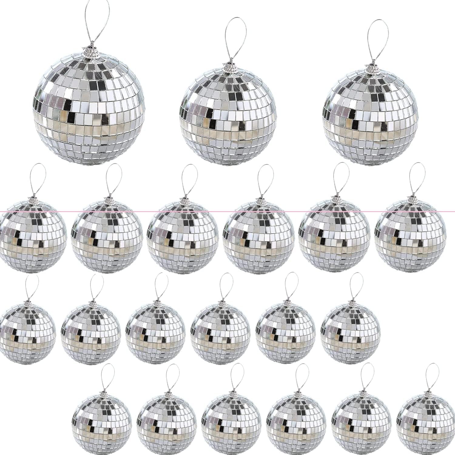 Detalle de 21 Pcs Mirror Disco Ball Set (3–6 cm) for Hanging Decor
