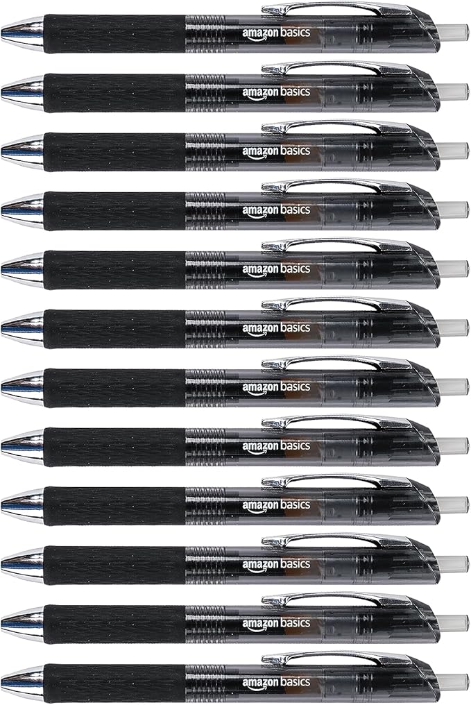 Detalle de Amazon Basics Bolígrafos de Gel Retráctiles 12 U, Punta Fine ✒