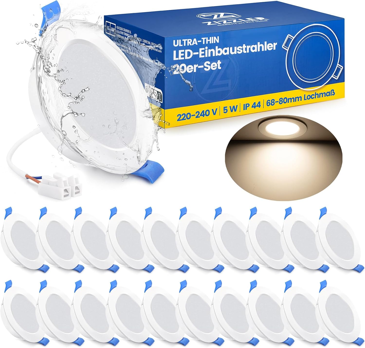 Detalle de ZIZZLER LED Einbaustrahler Spots 20er Set 230V