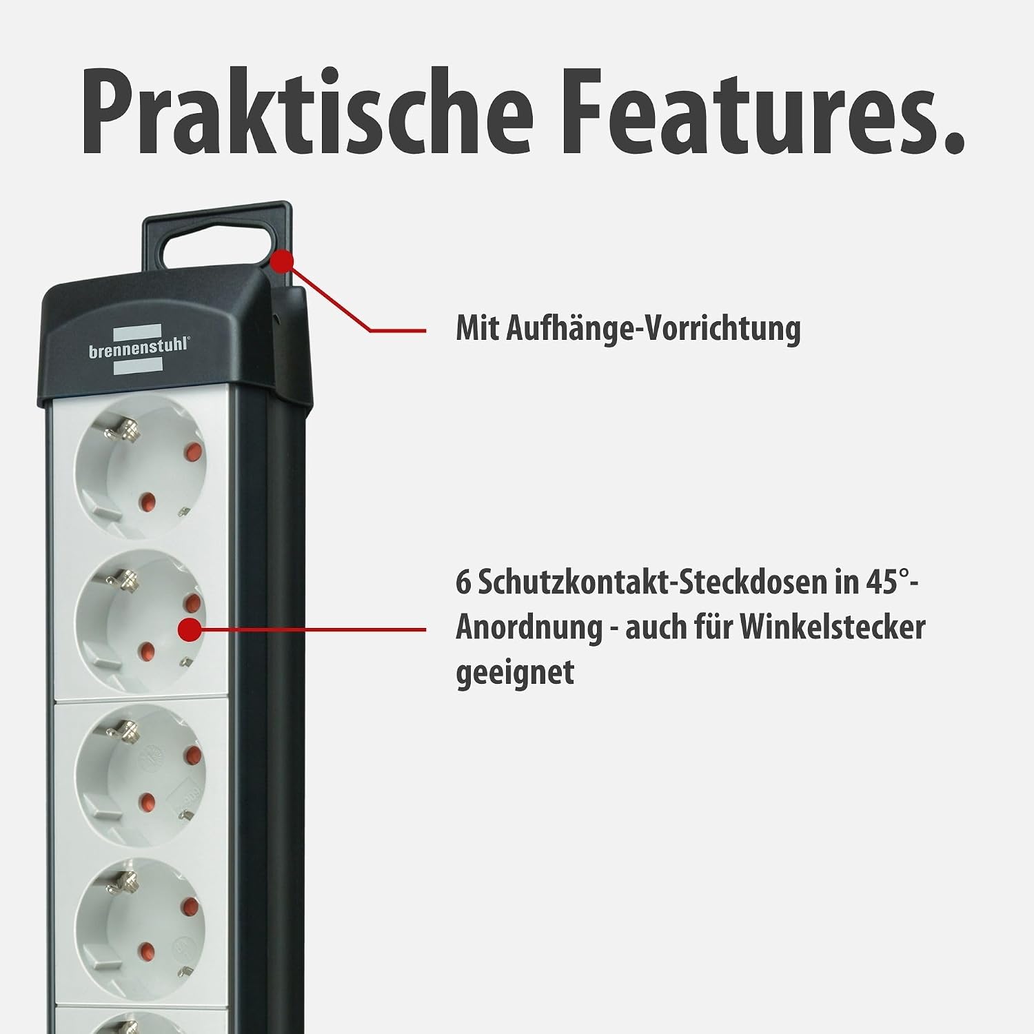 Detalle de Brennenstuhl Premium-Line Steckdosenleiste 6-Fach, 5 m Kabellänge