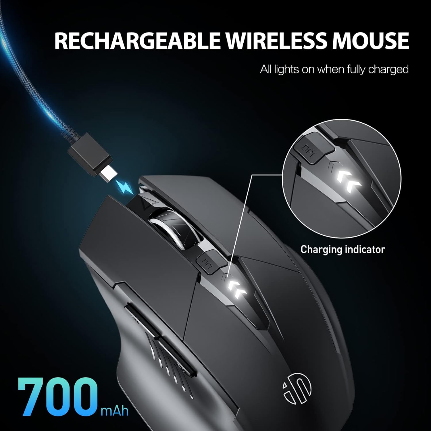 Thumbnail 2 de INPHIC Bluetooth Mouse 1600 DPI ergonomic portable mouse