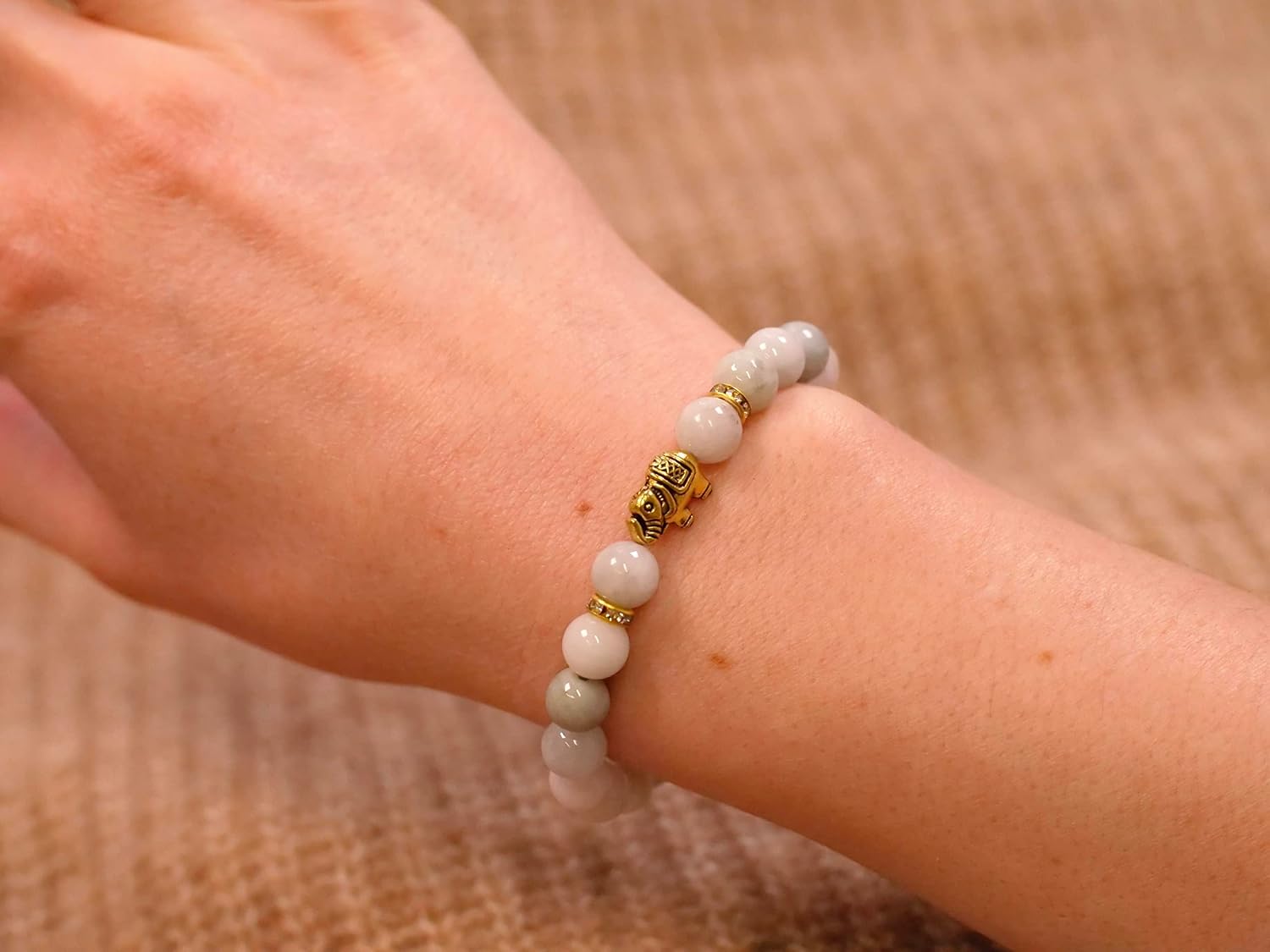 Detalle de Elefant Armband mit echtem Jade – naturgeprüft in Deutschland, Unisex mit Echtheitszertifikat