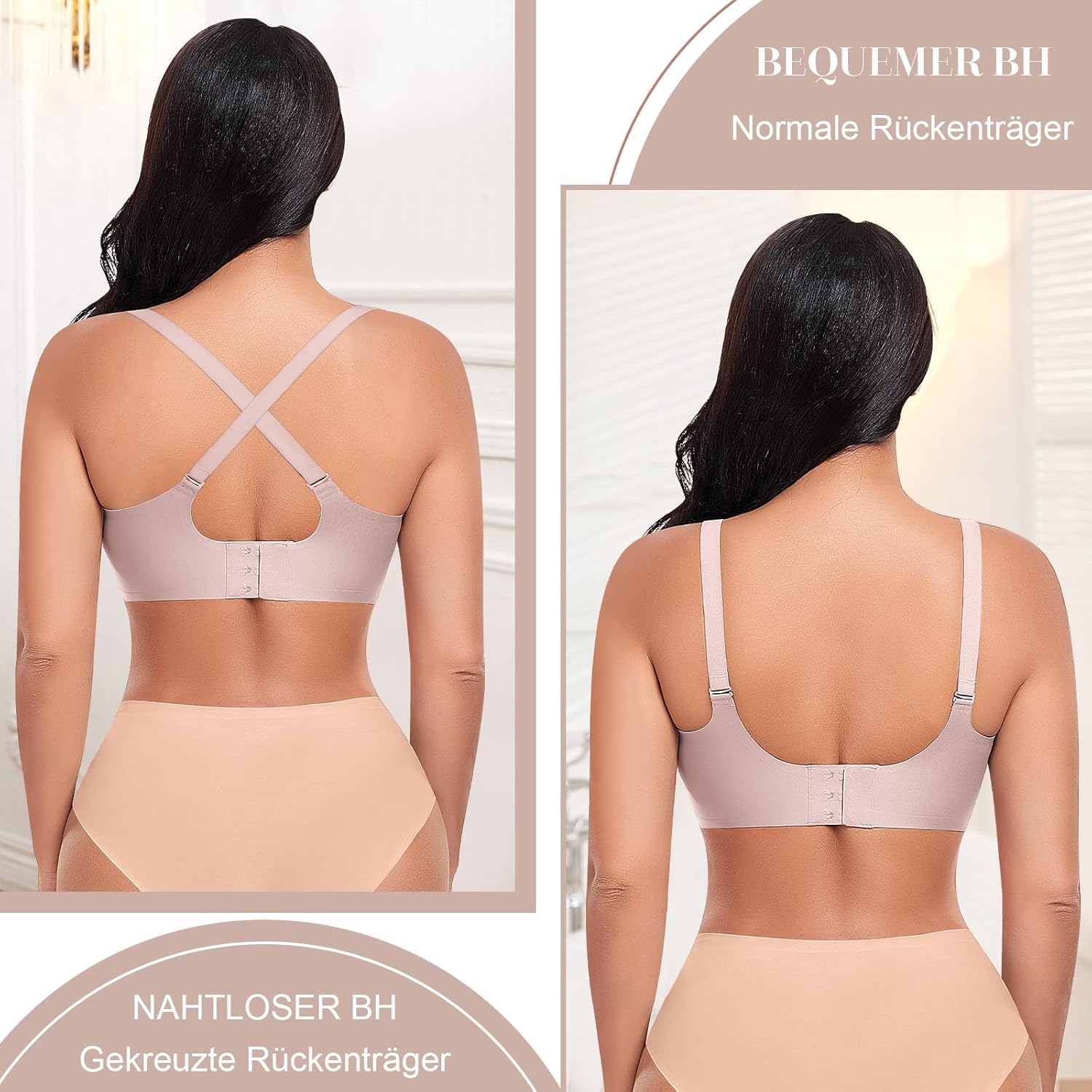Thumbnail 1 de Ganado Damen BH ohne Bügel – nahtloser Soft-BH mit Tief-V-Ausschnitt und Jelly Fix Trägern
