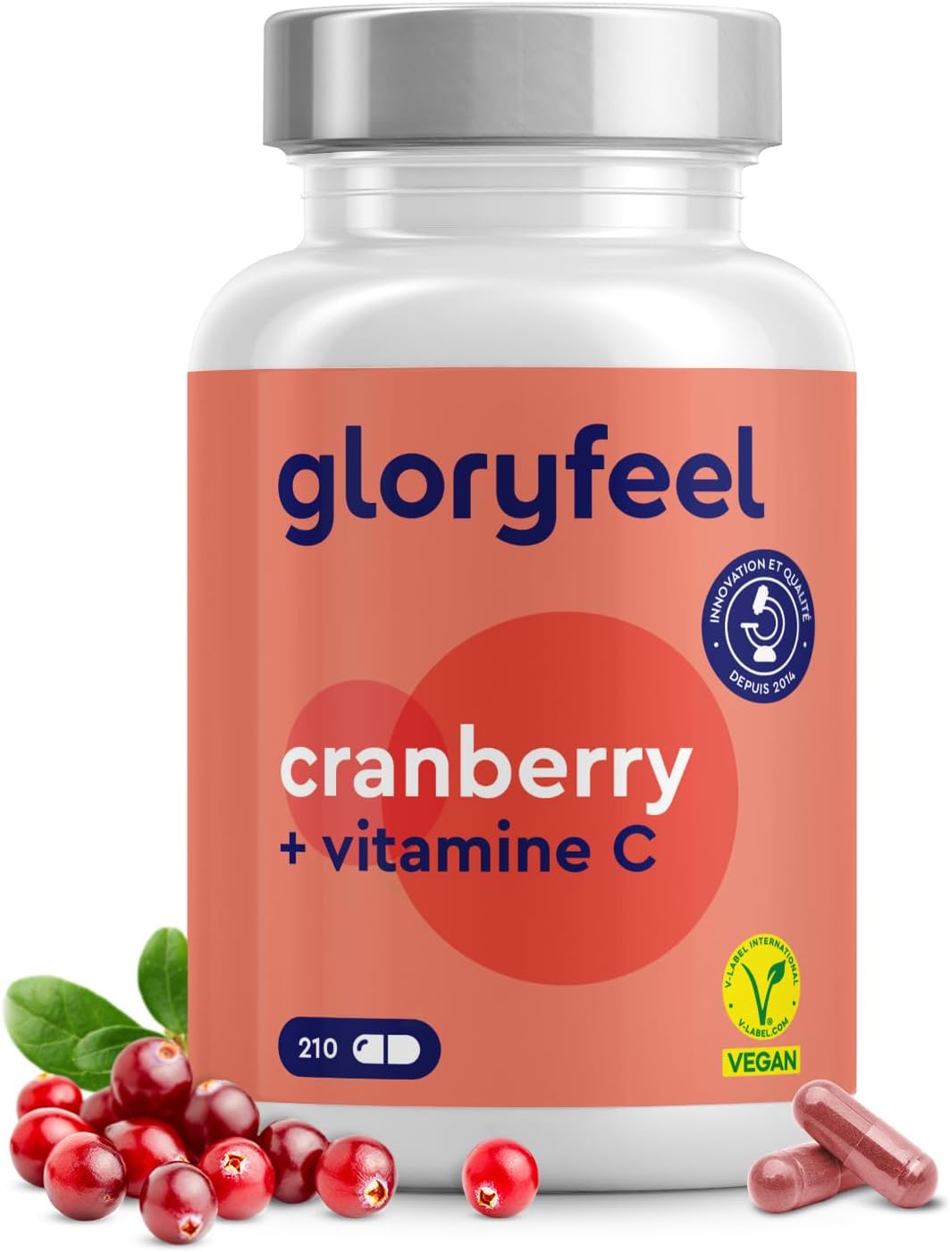 Detalle de Extrait de Cranberry hautement dosé 25:1 avec vitamine C — 210 capsules