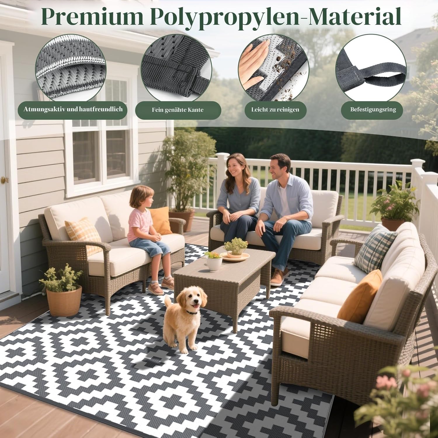 Thumbnail 4 de MOKANI Outdoor-Wendeteppich wetterfest 150 x 240 cm – UV-beständig, rutschfest & wasserfreundlich