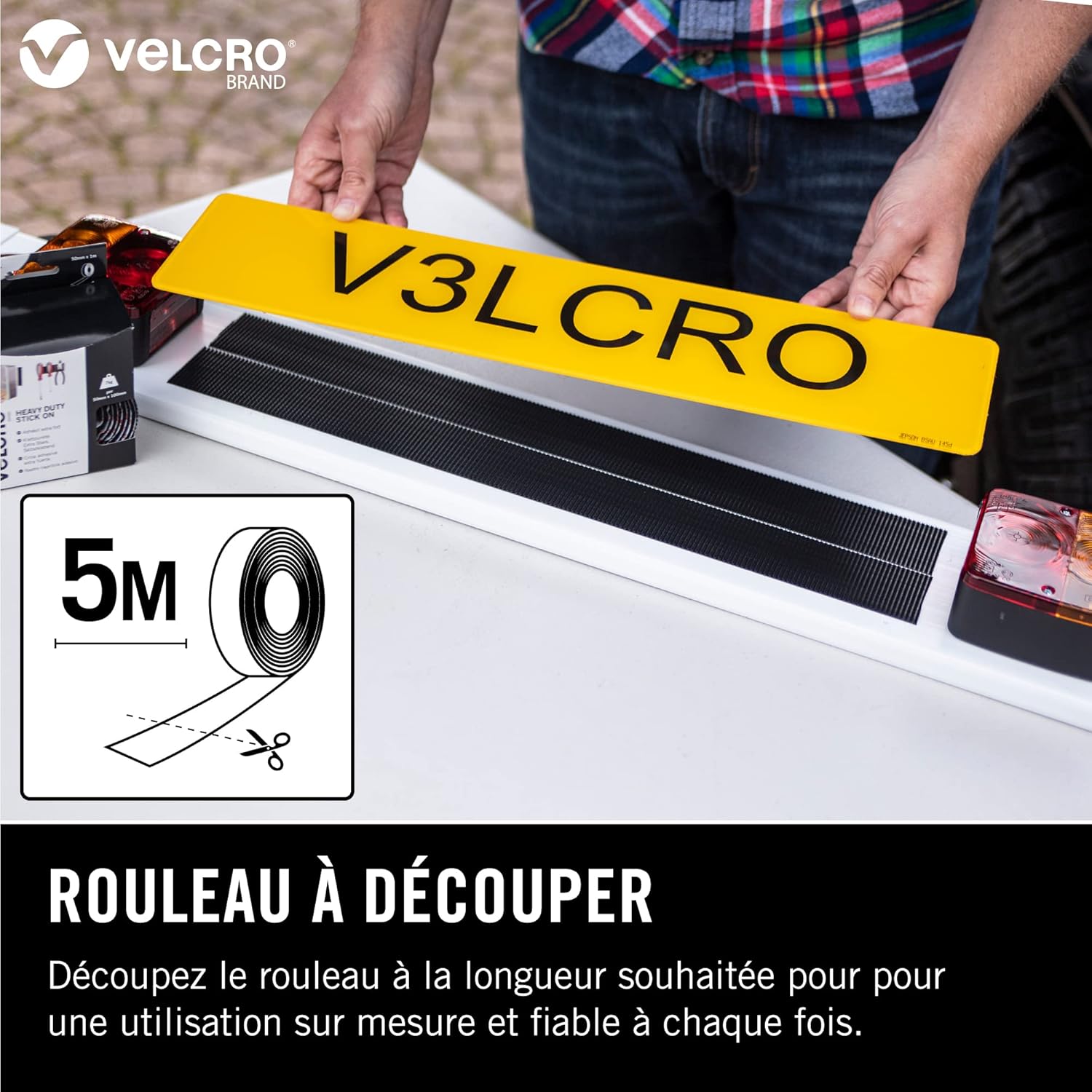 Thumbnail 6 de Velcro Rouleau Adhésif Auto-Agrippant Industriel – 50 mm x 100 mm, blanc, avec crochets et boucles