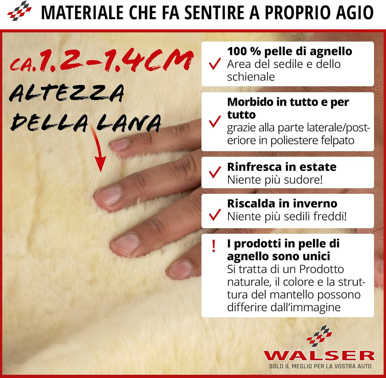 Thumbnail 2 de Walser Coprisedile auto in pelle di agnello Monette (antracite) per sedili anteriori