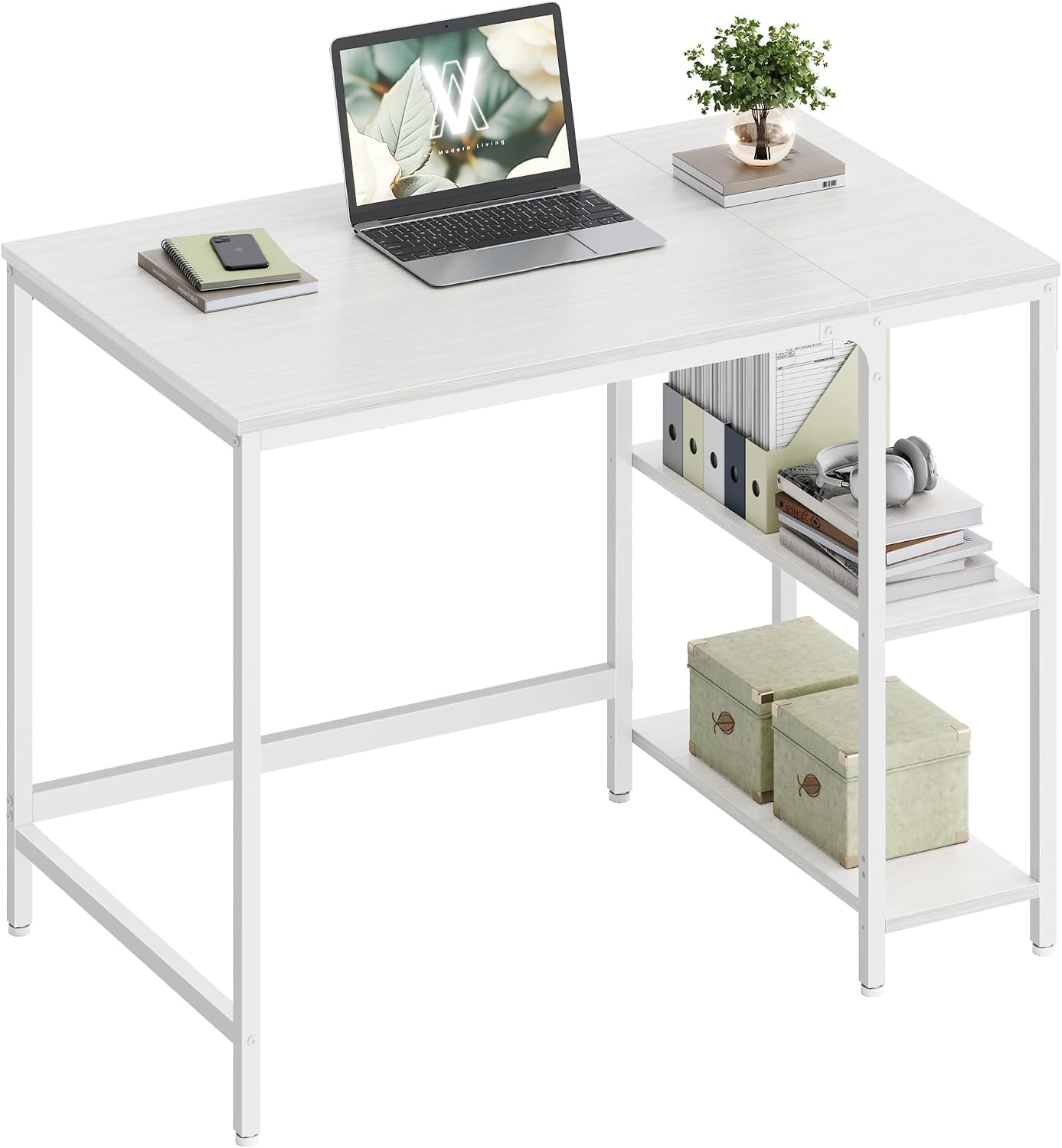 VASAGLE Scrivania per Computer 100 x 50 cm, bianco acero - LWD046W01
