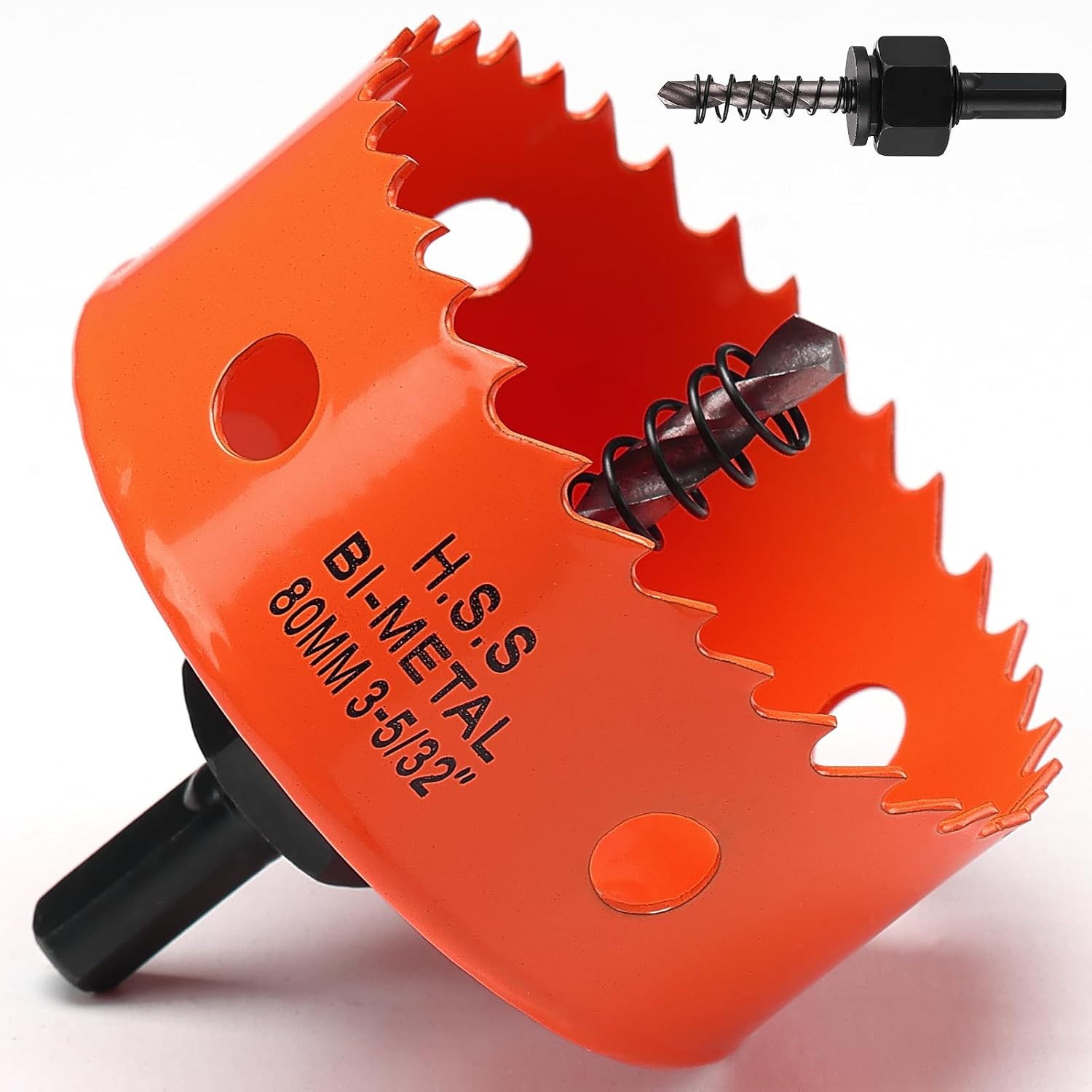Lochsäge 80mm Orange – M42 HSS Bi-Metall Lochsäge mit 35 mm Schnitttiefe für Holz, Gipskarton, Kunststoff und dünnes Metall