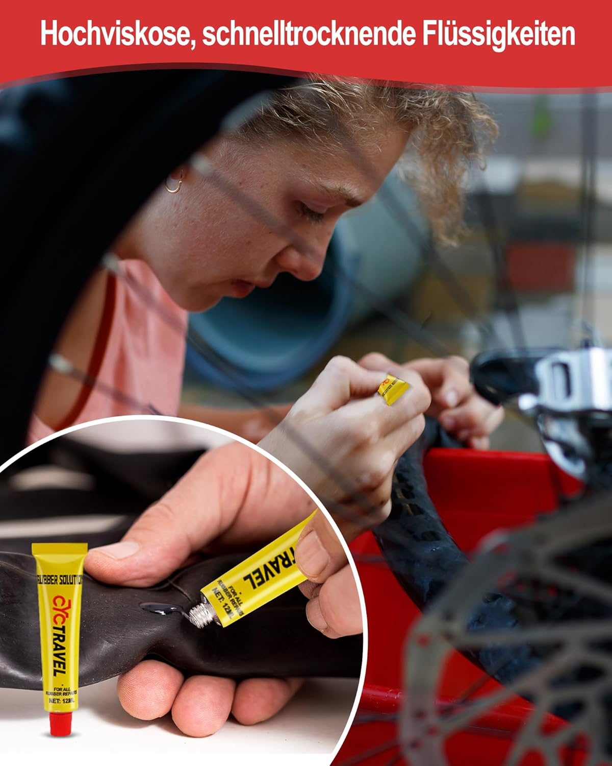 Detalle de cyctravel Flickzeug Fahrrad – Hochleistungs‑Flicken im Reparaturset (20 Flicken, 2 Reifenheber) für Mountainbike, Rennrad