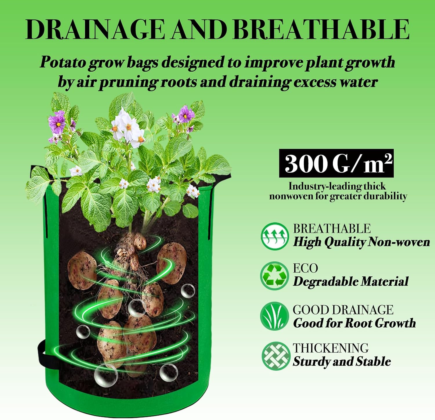 Thumbnail 4 de VJJXUU 4-pack colourful potato grow bags (10 gallon) in felt fabric