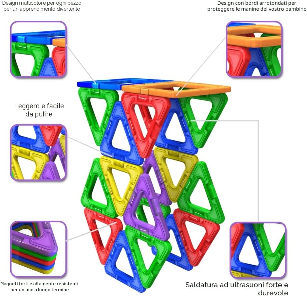 Detalle de Mattonelle magnetiche giocattolo STEM: blocchi magnetici educativi per bambini dai 3 anni
