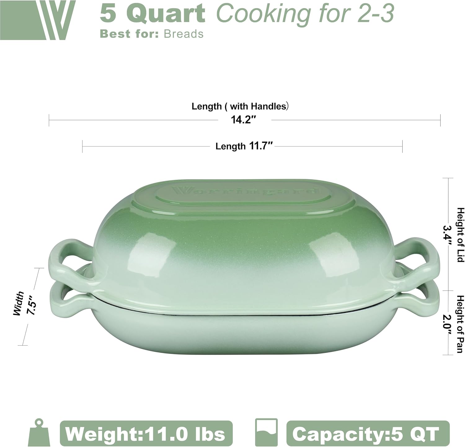 Detalle 2 de VORRINGARD Enameled Cast Iron Dutch Oven 5QT 🍲