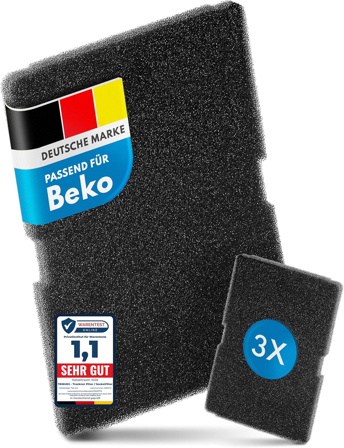 Premium Trocknerfilter 3er Set kompatibel für Beko, Grundig, Blomberg, Smeg – Ersatz für 2964840100/2964840200