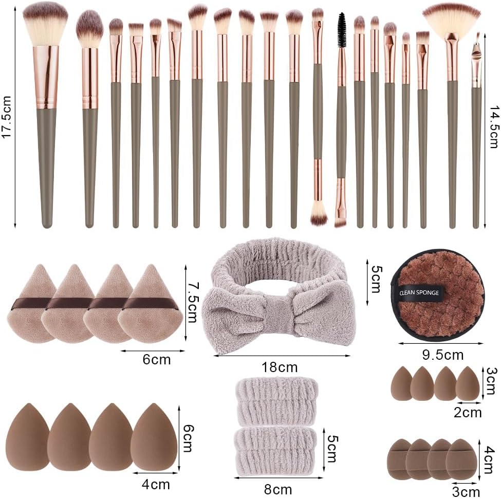 Detalle de Vicloon Set Pennelli Make up 40 strumenti (20 pennelli, spugne e accessori) per fondotinta, occhi e cipria