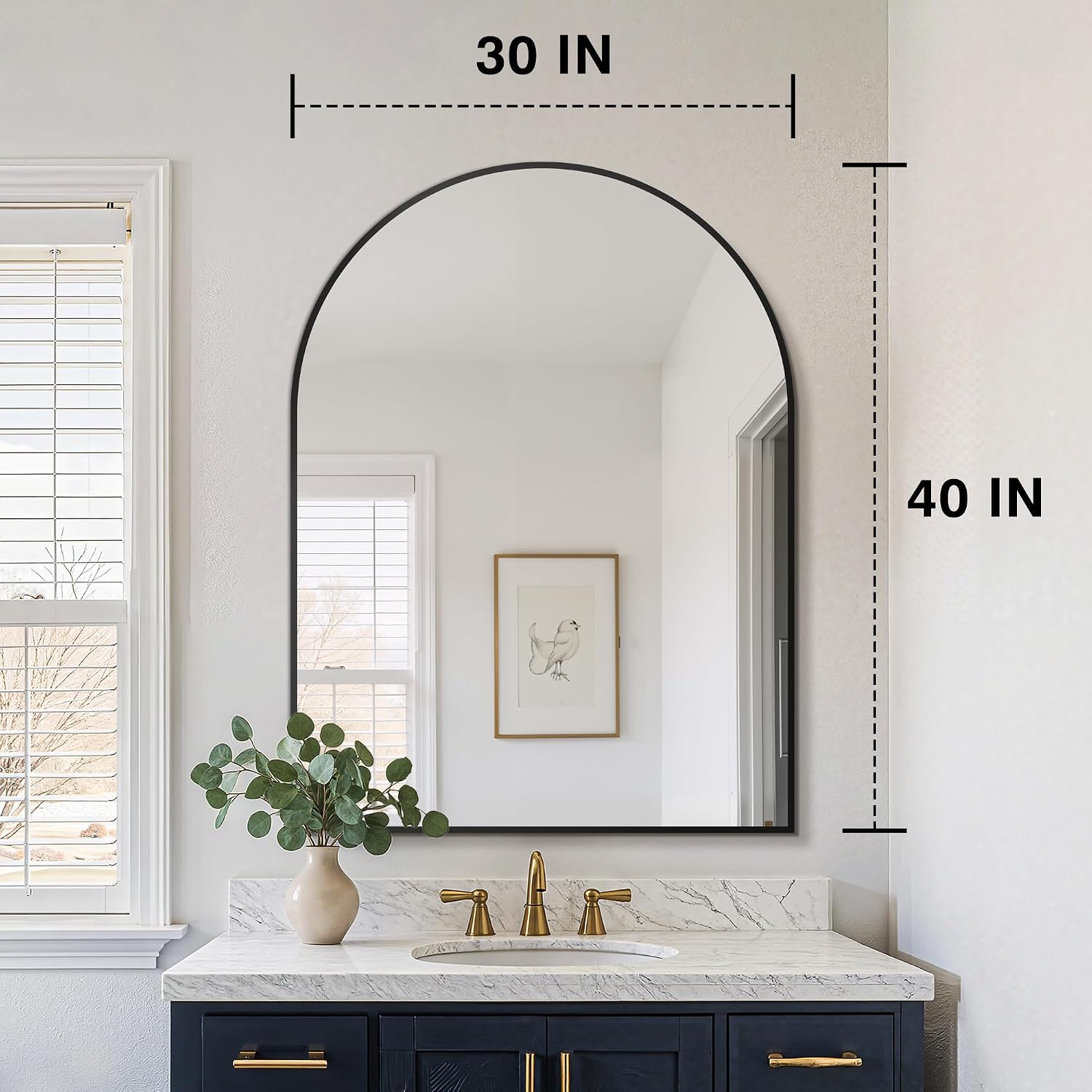 Detalle de FICTOR Arched Bathroom Mirror 30" x 40