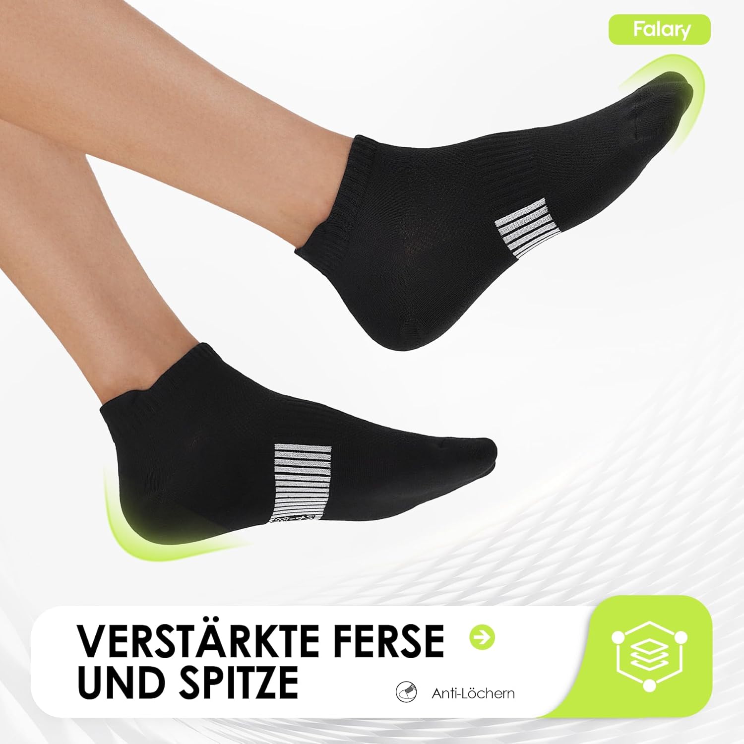 Detalle de FALARY Sneaker Socken 8 Paar – atmungsaktive Laufsocken aus Baumwolle, Kurz, Schwarz/Weiß