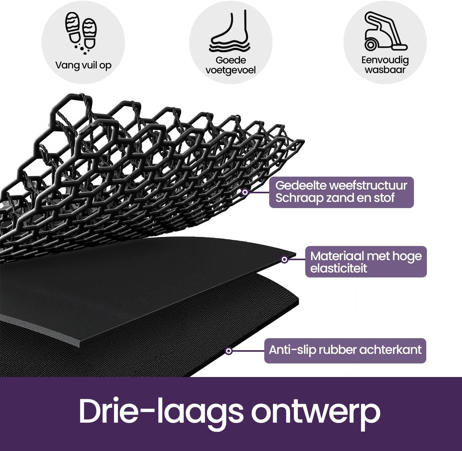 Thumbnail 6 de DEXI 43 x 76 cm deurmat, donkergrijs, antislip en laagpolig