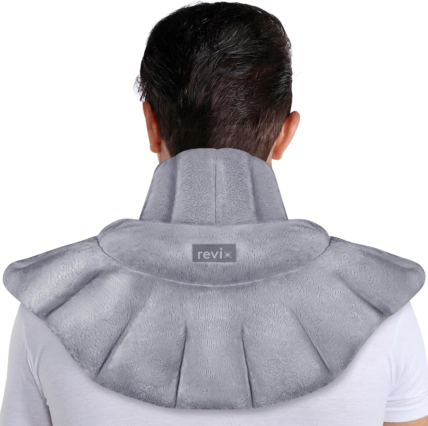 Detalle de REVIX REX006 Microwaveable Heating Pad, Plush Moist-Heat Wrap, Gray