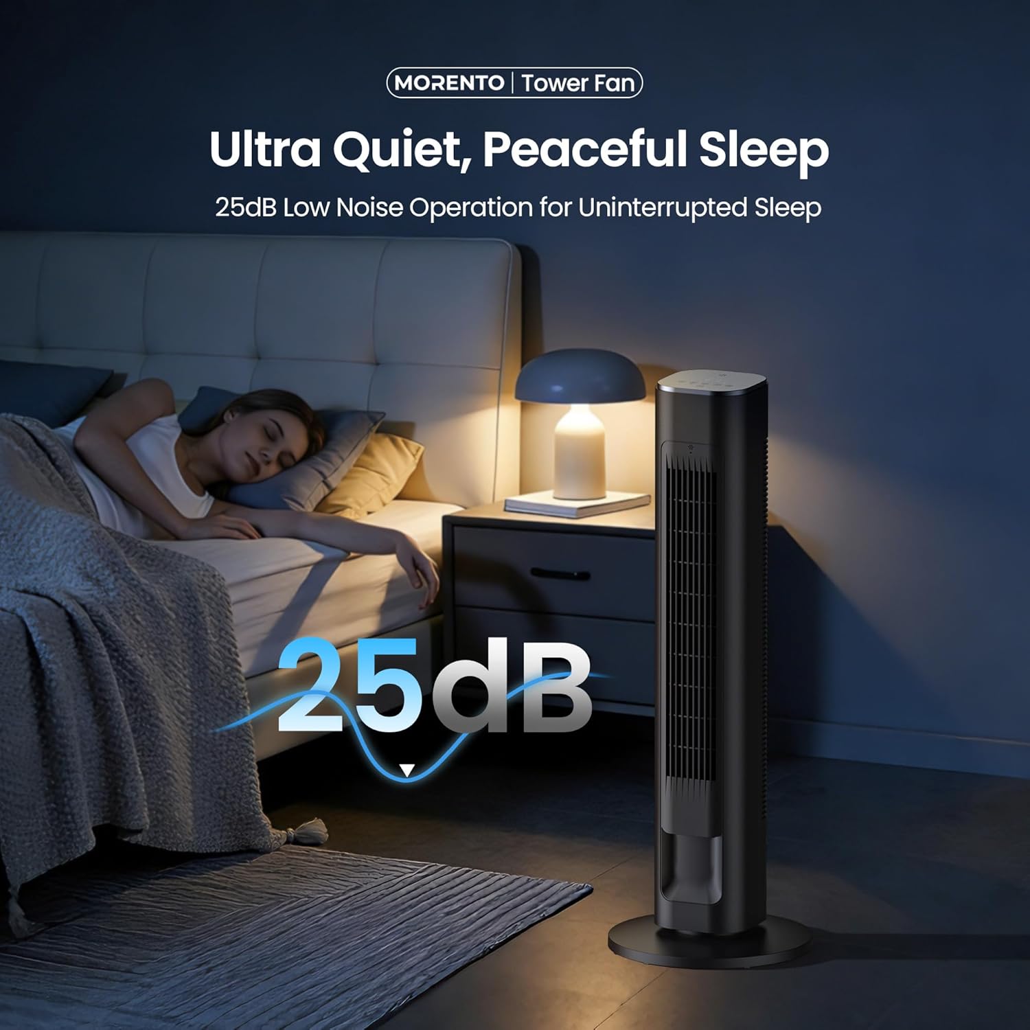 Detalle de MORENTO 36-Inch Smart Tower Fan with Remote, 2.4GHz WiFi, App & Voice Control