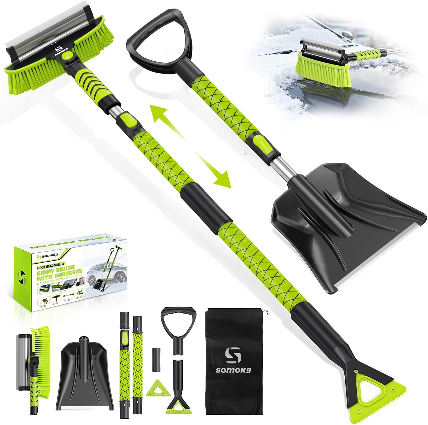 60" Upgraded Snow Brush Shovel with Squeegee