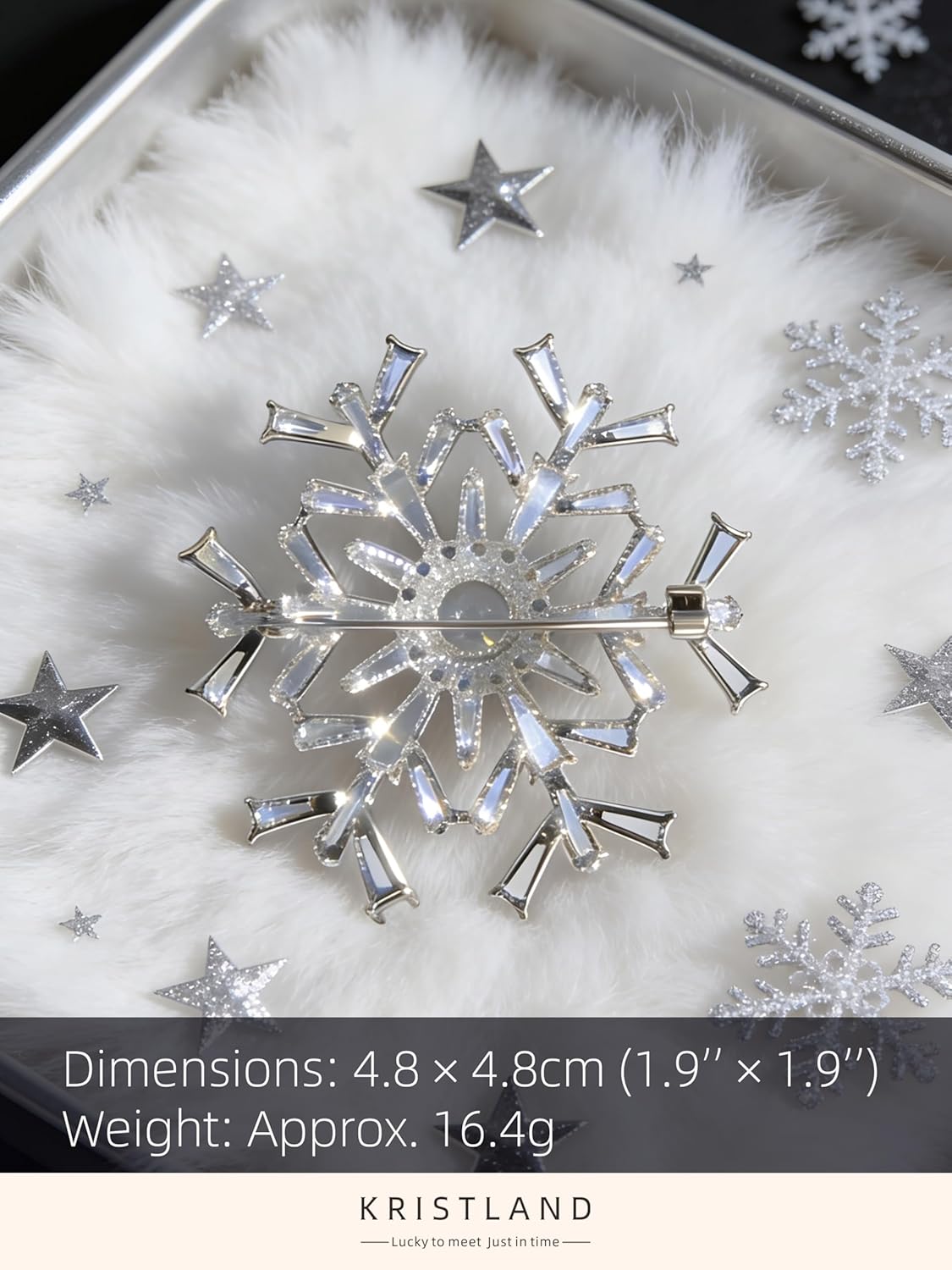 Thumbnail 6 de KristLand Damen Schneeflocken-Brosche im „weißgold“-überzogenen Look mit Zirkonia, zum Doppeln Tragen