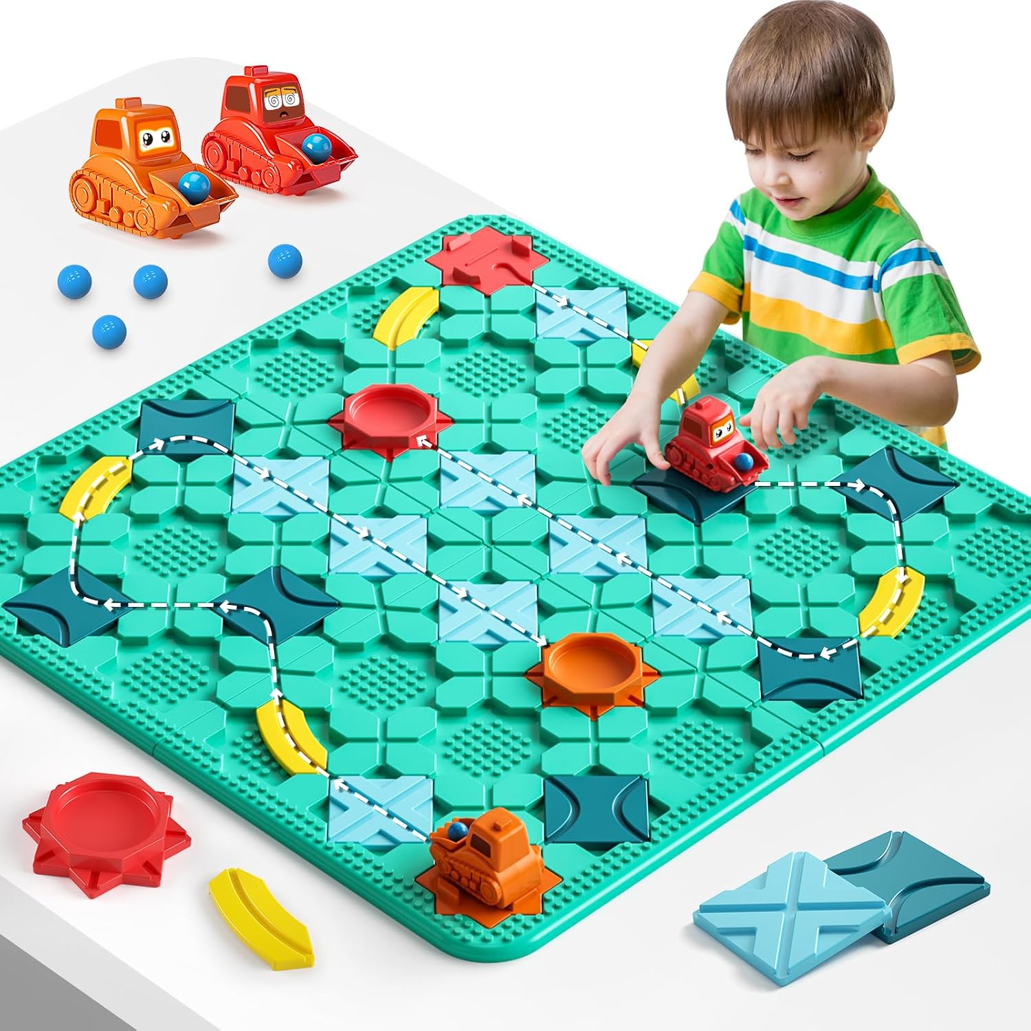 Detalle de burgkidz Logischer Straßenbauer – großes Labyrinth-Brettspiel 56 x 56 cm (ab 4 Jahren)