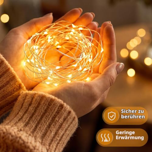 Detalle de litogo 6 Stück Lichterkette Batterie Timer, 3 m, 30 LEDs – Innenbereich